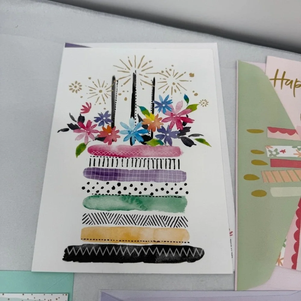 Birthday Greeting Card Mixed LOT of 8 Assortment Colorful Stationery Ephemera